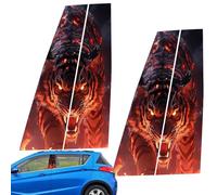 Exterior Door Window Pillar Posts - Car Center Column Sticker,Black Wolf Engulfed In Flames Side Door Window Cover Pillar Posts Molding Cover Waterproof For Car Modification