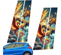 Exterior Door Window Pillar Posts - Car Center Column Sticker,Black Wolf Engulfed In Flames Side Door Window Cover Pillar Posts Molding Cover Waterproof For Car Modification
