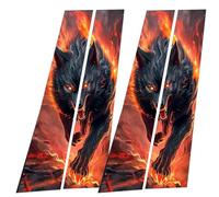 Exterior Door Window Pillar Posts - Car Center Column Sticker,Black Wolf Engulfed In Flames Side Door Window Cover Pillar Posts Molding Cover Waterproof For Car Modification