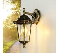 Exterior Pared IP44 E27 Oro Cristal Aluminio Rústico Wandleuchte Hof Casa
