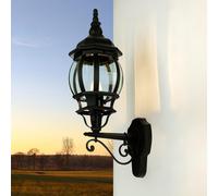 Exterior Pared Negro Cristal Aluminio E27 IP23 Casa Hof Rústico Wandleuchte