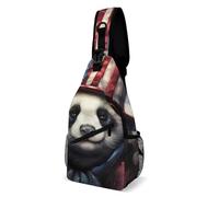 Exterior Rucksack Bandera Patriótica De Ee. Uu. Con Diseño De Panda Impreso Sling Bag Durable Crossbody Para Colegio, Hiking, Excursionismo