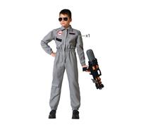 Exterminador - Disfraz Cazafantasmas para Niño 7-9 Años, Mono Gris de Agente Secreto para Carnaval y Halloween