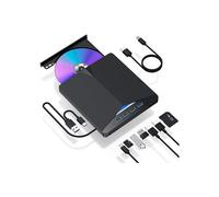 External USB 3.0 and Type-C DVD/CD-ROM Reader and Writer with SD/TF Card and USB, CD-RW VCD Reader for Windows 7/8/10/Vista