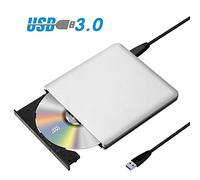 Externo Unidad de CD, CD Geepro Delgado de Aluminio / DVD-RW con USB 3.0 Cable de DVD Portátil Escritor Quemador de Aire de MacBook Pro iMac de Escritorio y Ordenador Portátil (Plata)