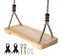 EXTFANS Asiento de columpio de árbol de madera, juego de columpio de madera para niños, adultos, niños, 15.7 x 6.3 x 0.63 pulgadas, columpios de cuerda ajustables para patio, interior, exterior