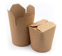 Extiff Paquete de 50 Cajas de Cartón Blanco, Pasta Box para fideos, pasta, platos preparados, platos asiáticos y orientales, ventas para llevar (Marrón, 480 ml)