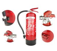 Extintor de polvo 6 kg, polvo extintor ABC, presión continua con manómetro, temperatura de funcionamiento -30 °C +60 °C, presión máxima admisible 17 bar, incluye soporte metálico, pintura RAL 3000, DI