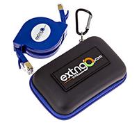EXTNGO - Cable retráctil Ethernet CAT7, velocidad de transferencia de datos de 10 Gbps, lámina de FTP, par trenzado, tamaño de bolsillo, bolsa de protección incluida, cable azul distintivo y color del cuerpo, uso diario para una rápida configuración de red