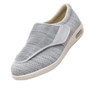 Extra Ancho Ligero Antideslizante,Scarpe Uomo Extra Larghe Casual Sneaker per Piedi Sensibili Regolabili con Chiusura a Strappo.Light Gray,46
