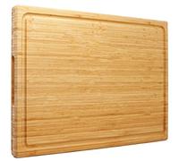 Extra Grande XXXL Tabla de cortar de bambú 61 x 40.6 x 3.2 cm, bloque de carnicero de madera más grande para carne, verduras, barbacoa, tabla de cortar sobre el fregadero con asa y ranura para jugo