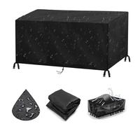 Extra Lar - Funda impermeable para patio al aire libre, 370 x 275 x 80 cm, tela de buey 600D, protección UV, color negro, ideal para mesa de jardín, piel de ratán