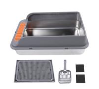 Extra Large Cat Litter Box, Open Top Kitty Litter Pan, Stainless Steel Construction with Leakproof Mat, Splash Proof Design for Multiple Cats, Easy to Clean (Extra Grande 32,7 X 24,4 X 31,5 Pulgadas)