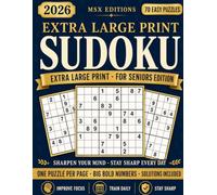 Extra Large Print Sudoku for Seniors: 70 Easy Puzzles in Big Bold Numbers, One Per Page with Full Solutions - A Relaxing Gift for Grandma & Grandpa