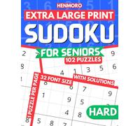 Extra Large Print Sudoku for Seniors Hard: 102 Difficult Puzzles, One per Page with Big Fonts for Less Strain on the Eyes Experience, Full Solutions Included (Assorted Sudoku Puzzle Books)