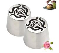 Extra Large Russian Piping Tips, Stainless Steel Rose Floral Piping Nozzles for Cake Decorating Icing, Rose Piping Tips for Cupcakes, Desserts, DIY Flower Nozzle (2pcs)
