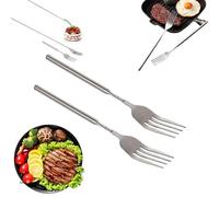 Extra Long Fork Prank, Extendable Long Handle Forks, Extension from 8.7" To 25.4" Long, Stainless Steel Expandable Handle Cutlery Tableware, for Dinner, Fruit, Dessert, Sturdy and Durable (2pcs Fork)