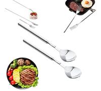 Extra Long Fork Prank, Extendable Long Handle Forks, Extension from 8.7" To 25.4" Long, Stainless Steel Expandable Handle Cutlery Tableware, for Dinner, Fruit, Dessert, Sturdy and Durable (2pcs Spoon)