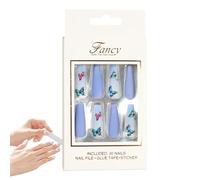 Extra Long French Press- Nails with Glue Gel | Reusable Ballet False Nails for Weddings & Special Occasions | Elegant Acrylic Glue- Nails