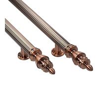 Extra Long Push Pull Door Handle for Commercial Public Gates,Crown Style Door Handle Hardware Set Retro Red Copper Color, 1.5in Wide Pole, Stainless Steel(80cm/31 1/2"-50cm)