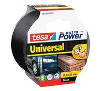 tesa Cinta Adhesiva Universal Extra Power - Celo Adhesivo con Fijación Extra Fuerte - Cinta Multiusos Versátil para Reparaciones, Fijación, Sellado y Más - Negro - 1 Rollo - 10 m x 50 mm