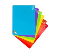 Extra Thick Flexible Plastic Cutting Board Mats with Food Symbols, Waffle Back, Dishwasher Safe, Pack of 6