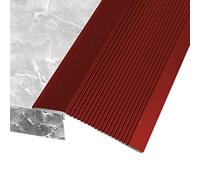 Extra Wide Lightweight Thresholds Ramp Carpet to Tile,Aluminum Floor Transition Strip Reducer Flute, for Front Door Balcony Doorways(Red,Long 140cm/55.1in)