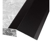 Extra Wide Lightweight Thresholds Ramp Carpet to Tile,Aluminum Floor Transition Strip Reducer Flute, for Front Door Balcony Doorways(Black,Long 100cm/39.4in)