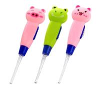 Extracción de cera para los niños, eliminación de cera para la oreja de 3 piezas para niños con limpiador de dibujos animados de luz despachable LED con luz para facilitar el acceso, 6x3in