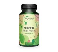 Extracto Arándanos BIO Vegavero® | Bilberry 600 mg | Con Corteza de Pino & Astaxantina | Vaccinium Myrtillus | Sin Aditivos | Ojos y Vista Cansada + Antioxidante Natural | 90 Cápsulas