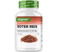 Extracto de arroz rojo - 365 cápsulas con 2,95 mg de monacolina K + pulbro de semilla de uva + L-leucina - Sin efectos secundarios, alta dosis, vegano