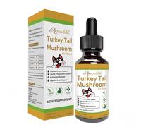 Extracto de Hongo Cola de Pavo para Perros, Mezcla de 5 Hongos con cúrcuma y probióticos para el Sistema inmunológico, articulaciones y Salud intestinal, Sabor a Pollo (60ml/1pcs)