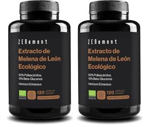 Extracto de Melena de León Ecológico 50% Polisacáridos y 15% Beta-Glucanos - Hericium Erinaceus - Origen Natural y Vegano - 4 Meses de Suministro - 120 Cápsulas Veganas - Zenement (Paquete de 2)