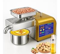 Extractor de Aceite de Oliva, Prensa de Aceite en a ro Inoxidable para Hogar, Temperatura Ajustable 40-300°C, Prensado en Frío/Calor, para Cacahuetes, Almendras, Granos y Aceitunas