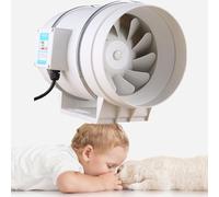 Extractor de Aire en línea, 3,3 m³/min, silencioso, con Carcasa de PP, para armarios de Cultivo, hidroponía, Uso doméstico, 5 Pulgadas