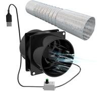Extractor de aire portátil con manguera de conducto de 3.3 ft ventilador de ventilación ajustable USB potente ventilador de escape de motor sin escobillas de 5 V 2 A para cocina y baño