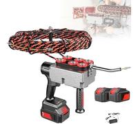 Extractor de cables eléctrico inalámbrico, máquina de enhebrado de cables de 21 V 6.0 Ah, cinta de pescado, herramienta profesional para construcción hidroeléctrica (2 baterías, 15 m)