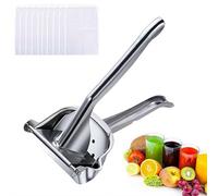 Extractor de jugo de frutas frescas de aleación de aluminio con agarre ergonómico, exprimidor manual con 10 bolsas de filtro, exprimidor de cítricos para naranja, limón, granada, lima, exprimidor
