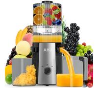 Extractor de Jugo, Exprimidor de Verduras y Frutas,Slow Juicer Libre de BPA,Tubo de Alimentación Extra Grande de 135 mm,Alta Extracción,Fácil de Limpiar con 2 Vasos, Exprimidor para Bodas y Cumpleaños