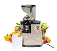 Extractor de jugo potente 500 W, extractor de jugo de frutas y verduras enteras, boca grande 8 cm, motor de alto rendimiento para jugo de jengibre y verduras duras (beige)
