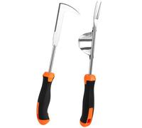 Extractor de malas hierbas de acero inoxidable con mango de goma, 2 unidades, acero inoxidable, herramienta para desarraigar raíces