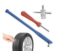 Extractor de Obús de Válvula de Neumático - Llave Metálica Extractora Volante,Kit De 3 Piezas para Instalación De Válvulas,para Coche Moto Bicicleta Vehículo SUV Camión Remolque Taller Automotriz