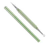 Extractor de Puntos Negros, Metal 2 en 1 Aguja para Limpiar el Acné Profesional Aguja para Quitar Espinillas Eliminador de Puntos Negros para Nariz y Rostro (Verde)