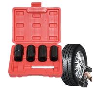 Extractor de tuerca de rueda despojada - Kit de extracción de pernos robustos de 5 piezas, juego de extractor de tornillos dañados | para la eliminación de tuercas y pernos de cohete y eje