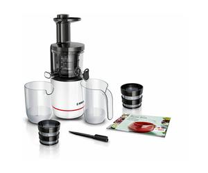 Extractor de zumo - BOSCH - MESM500W VitaExtract - Blanco/cromo - 150 W - 1 velocidad + marcha atrás - sist. seguridad en la tapa