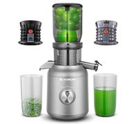 Extractor de zumos y verduras-AOBOSI 250W licuadora prensado en frio -Extractor de zumo con 103MM de diámetro y 2 filtros sin metal-1.2L Juicer con 2 patentes y protección térmica de 40 minutos, Gris