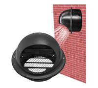 Extractor Externo Salida de Ventilación de Pared, Rejilla de ventilación redonda con salida de ventilación y malla de malla incorporada for exteriores e interiores.(Black,70mm/2.7in)