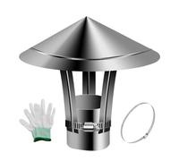 Extractor Humos Chimenea 50-160 Mm Tapa De Chimenea De Techo De Acero Inoxidable 201, Sombrero De Lluvia Con Accesorios Y Guantes, Resistente Al Calor(160 mm/6.3 in)