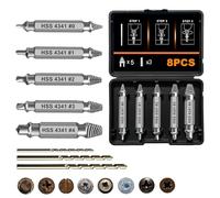 Extractor Tornillos HSS 4341, Juego Brocas Profesional, Extractor Tornillos Rotos con 3 Brocas Espirales, para Perno Diversos Tipos Daños