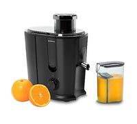 Extractora de Zumo Brabantia, 500 Vatios, Recipiente de Pulpa 1 L, Jarra de Zumo 0,35 L, 2 Velocidades, Licuadora Potente, Eléctrica, Verduras y Frutas, Acero Inox, Negro, BBEK1123BK